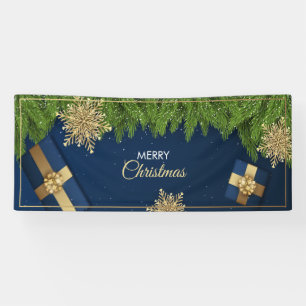Golden Snowflakes Christmas Card,Merry Christmas Banner