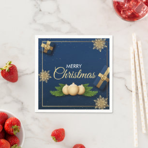 Golden Snowflakes Christmas Card,Merry Christmas Napkin