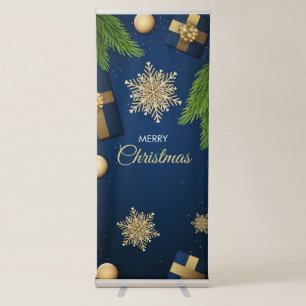 Golden Snowflakes Christmas Card,Merry Christmas Retractable Banner