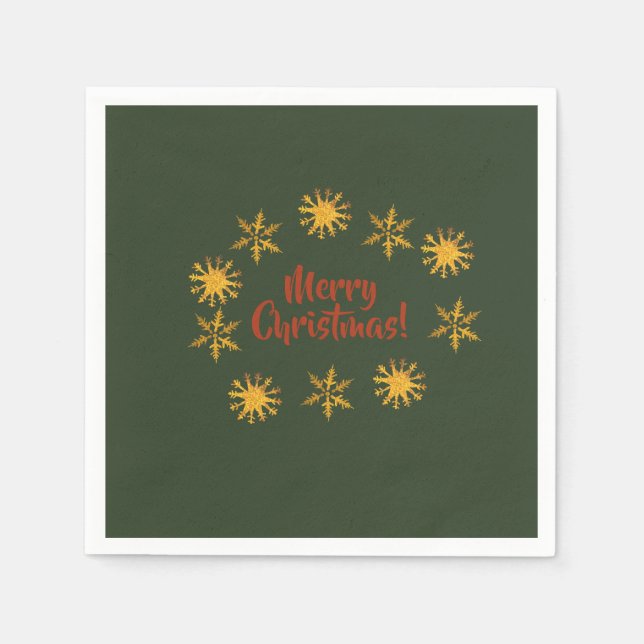Golden Snowflakes Christmas Napkin (Front)