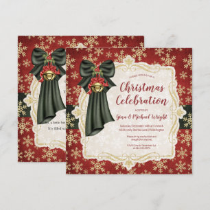 Golden Snowflakes Christmas Poem Party Invitation