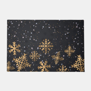 Golden snowflakes doormat