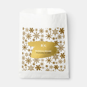 Golden Snowflakes Festive Christmas Wedding  Favour Bags