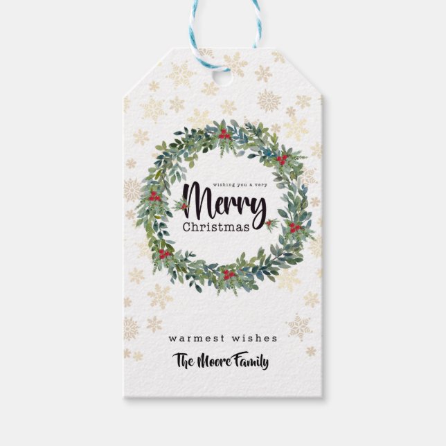 Golden Snowflakes Gift Tag (Front)