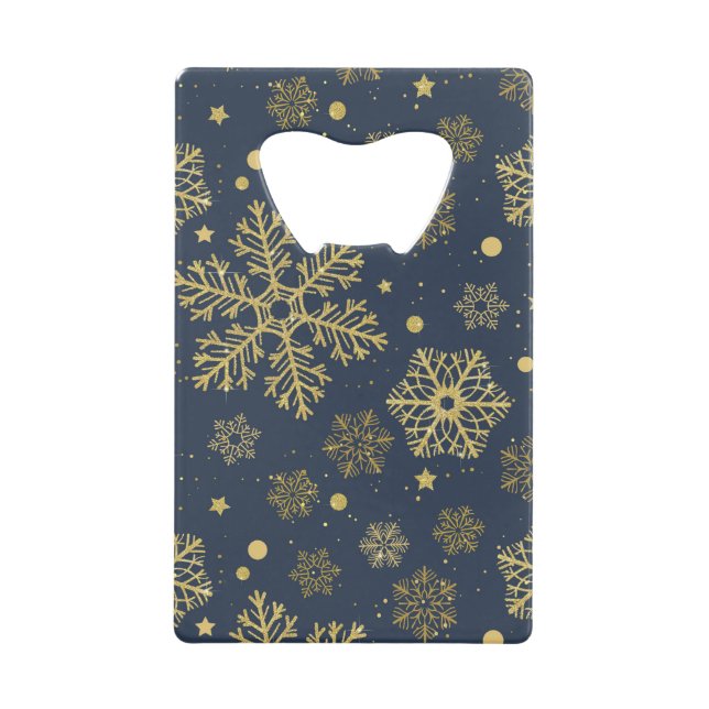 Golden snowflakes on navy (Front)