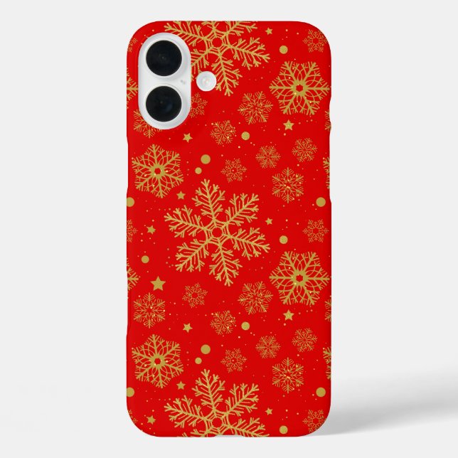 Golden snowflakes on red Case-Mate iPhone case (Back)