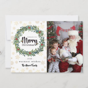 Golden Snowflakes Photo Christmas Card