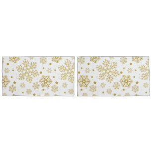 Golden snowflakes pillowcase