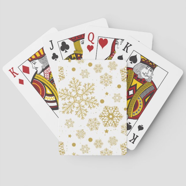 Golden snowflakes playing cards (Back)