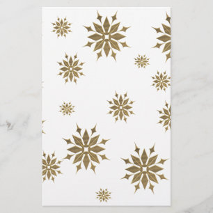 Golden snowflakes stationery