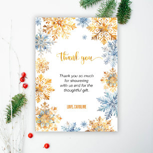 Golden Snowflakes Thank You Card
