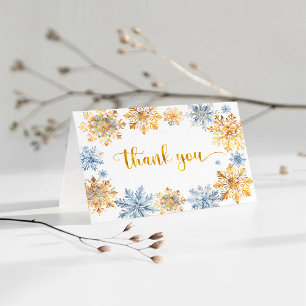 Golden Snowflakes Thank You Card