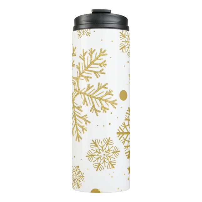 Golden snowflakes thermal tumbler (Front)