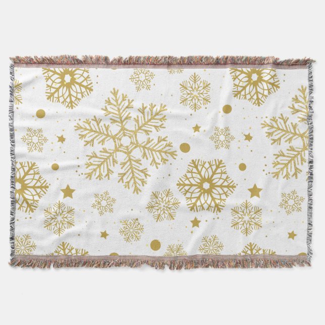 Golden snowflakes throw blanket (Front)