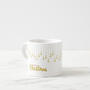 Golden Snowflakes with Merry Christmas Quote Espresso Cup