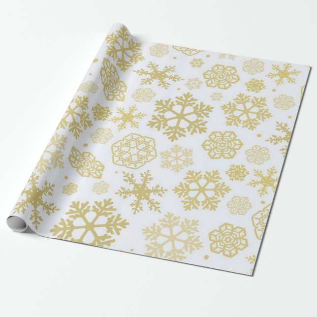 Golden Snowflakes. Wrapping Paper (Unrolled)