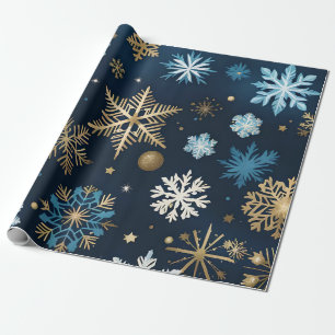 golden snowflakes wrapping paper