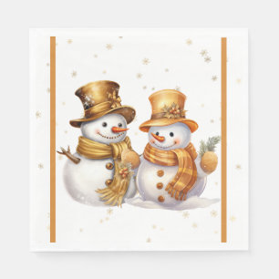 Golden Snowman Napkin