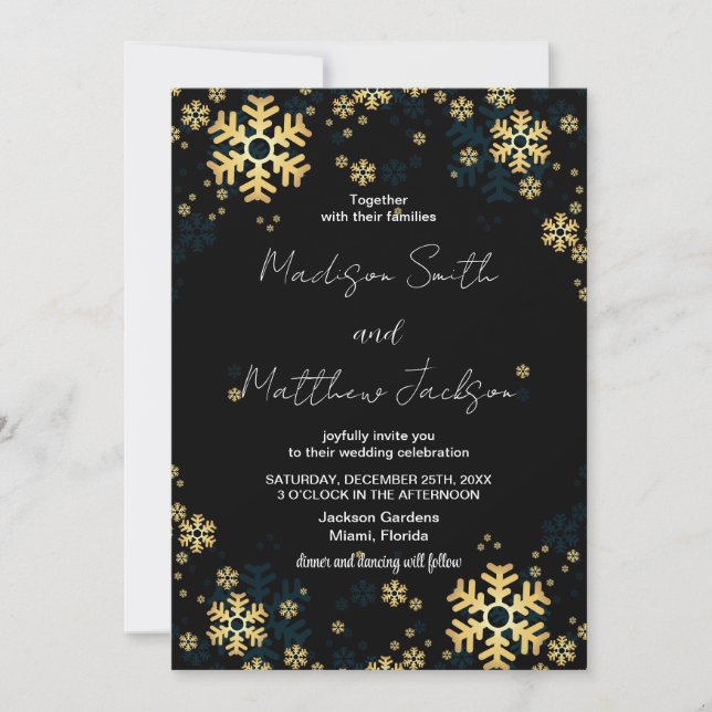 Golden Snows Wedding Invitations (Front)