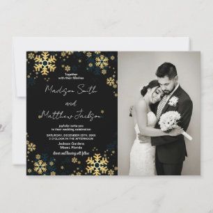 Golden Snows Wedding Invitations with photo