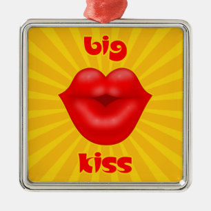 Golden Solar Rays Red lips big kiss Metal Tree Decoration