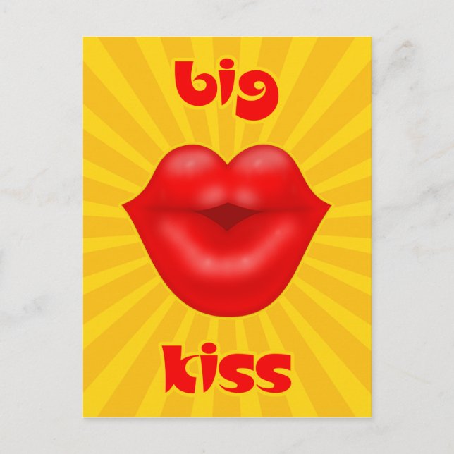 Golden Solar Rays Red lips big kiss Postcard (Front)
