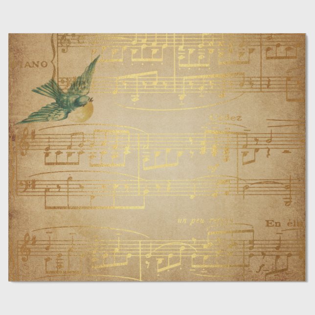 Golden Song Music Matte Wrapping Paper (Flat)