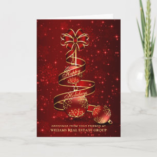 Golden Sparkle Christmas Ball Corporate Greeting Holiday Card