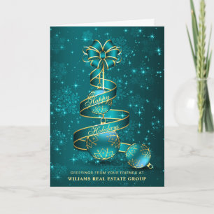Golden Sparkle Christmas Ball Corporate Greeting Holiday Card