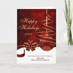 Golden Sparkle Christmas Ball Corporate Greeting Holiday Card