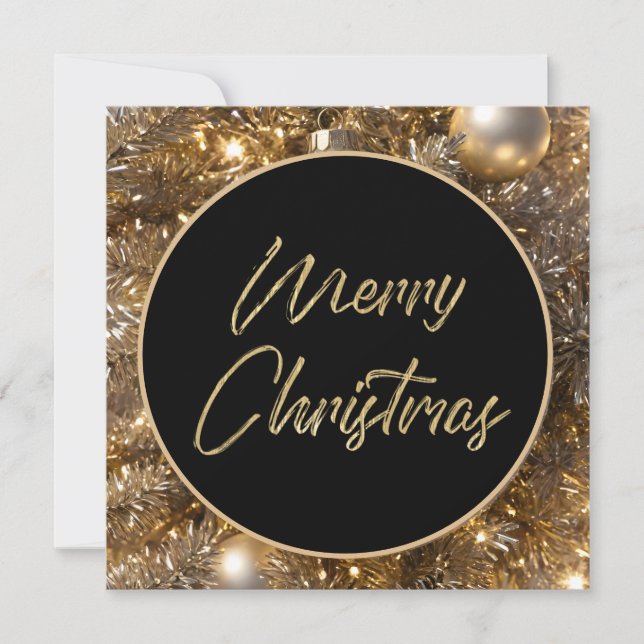 Golden Sparkle Christmas Holiday Card (Front)