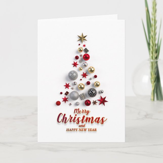 Golden Sparkle Christmas Stars Corporate Greeting Holiday Card (Front)