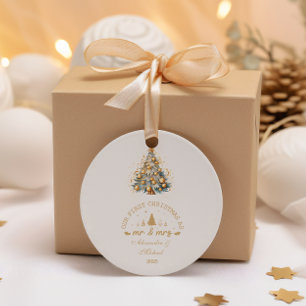Golden Sparkle Christmas Tree Glow Classic Round Sticker