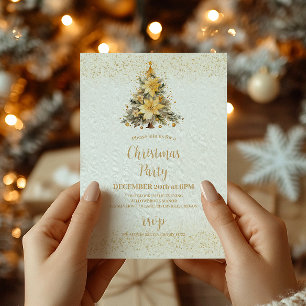 Golden Sparkle Christmas Tree Glow Holiday Card