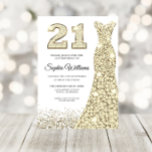 Golden Sparkle Glitter Dress 21st Birthday Party Invitation<br><div class="desc">Golden Sparkle Glitter Dress 21st Birthday Party Invitation

Variations to the invitation and matching items in our store</div>