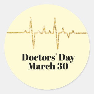 Golden Sparkle Heart Rate Sticker Name Tag        