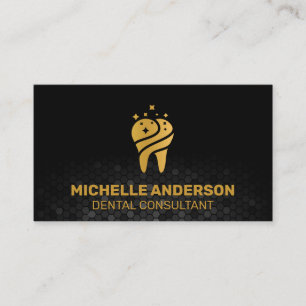 Golden Sparkle Tooth   Geometric Background Business Card