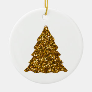 Golden Sparkling Christmas Tree Ceramic Tree Decoration