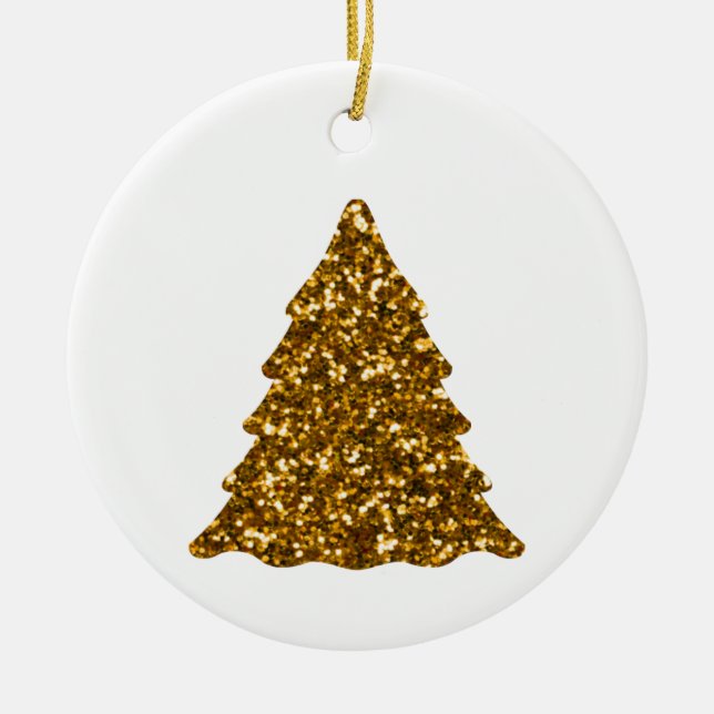Golden Sparkling Christmas Tree Ceramic Tree Decoration (Front)