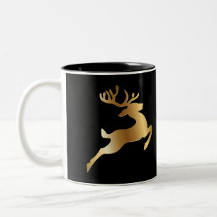 GOLDEN SPARKLING REINDEER CHRISTMAS Two-Tone COFFEE MUG
