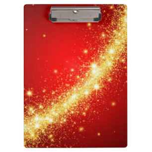 Golden Sparkling Trail on Vibrant Red Background Clipboard