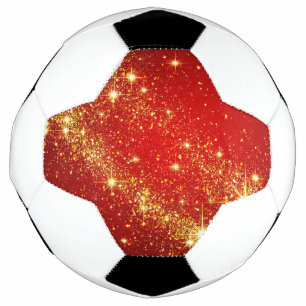 Golden Sparkling Trail on Vibrant Red Background Football