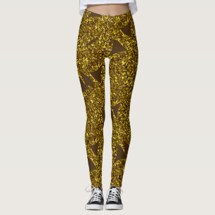 Golden sparkly abstract pattern leggings