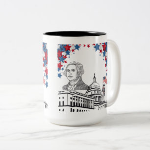 Golden sparks of july black & white Two-Tone coffee mug