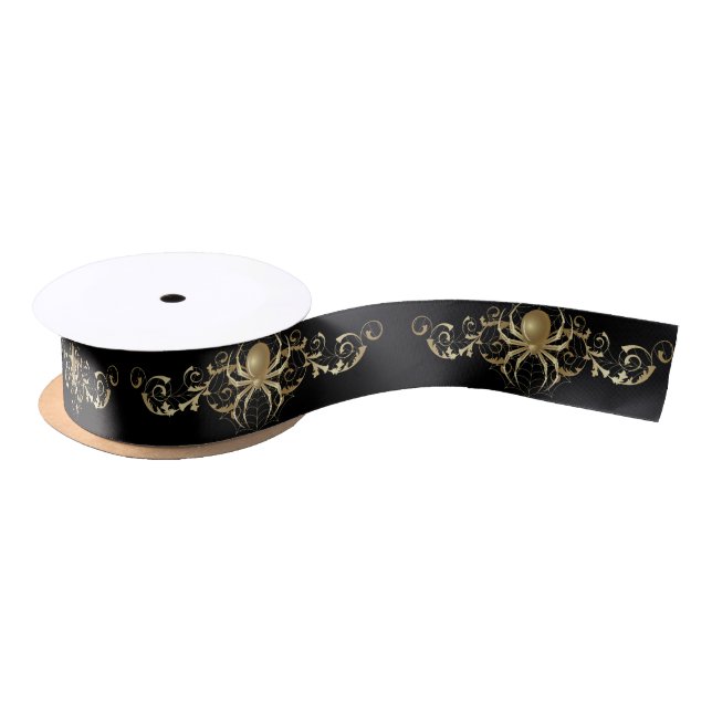 Golden Spider Design NOT Satin Ribbon (Spool)