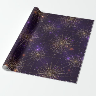 Golden Spiderweb Bokeh – Elegant Halloween Web (2) Wrapping Paper