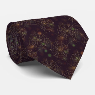 Golden Spiderweb Bokeh – Elegant Halloween Web (3) Tie