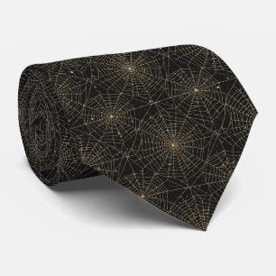 Golden Spiderweb Bokeh – Elegant Halloween Web Tie
