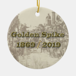 Golden Spike Transcontinental Railroad Sesquincent Ceramic Tree Decoration