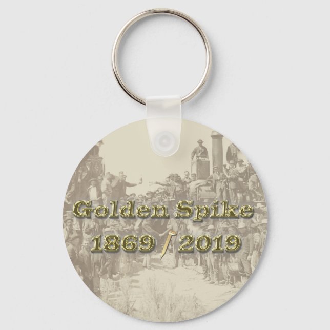 Golden Spike Transcontinental Railroad Sesquincent Key Ring (Front)